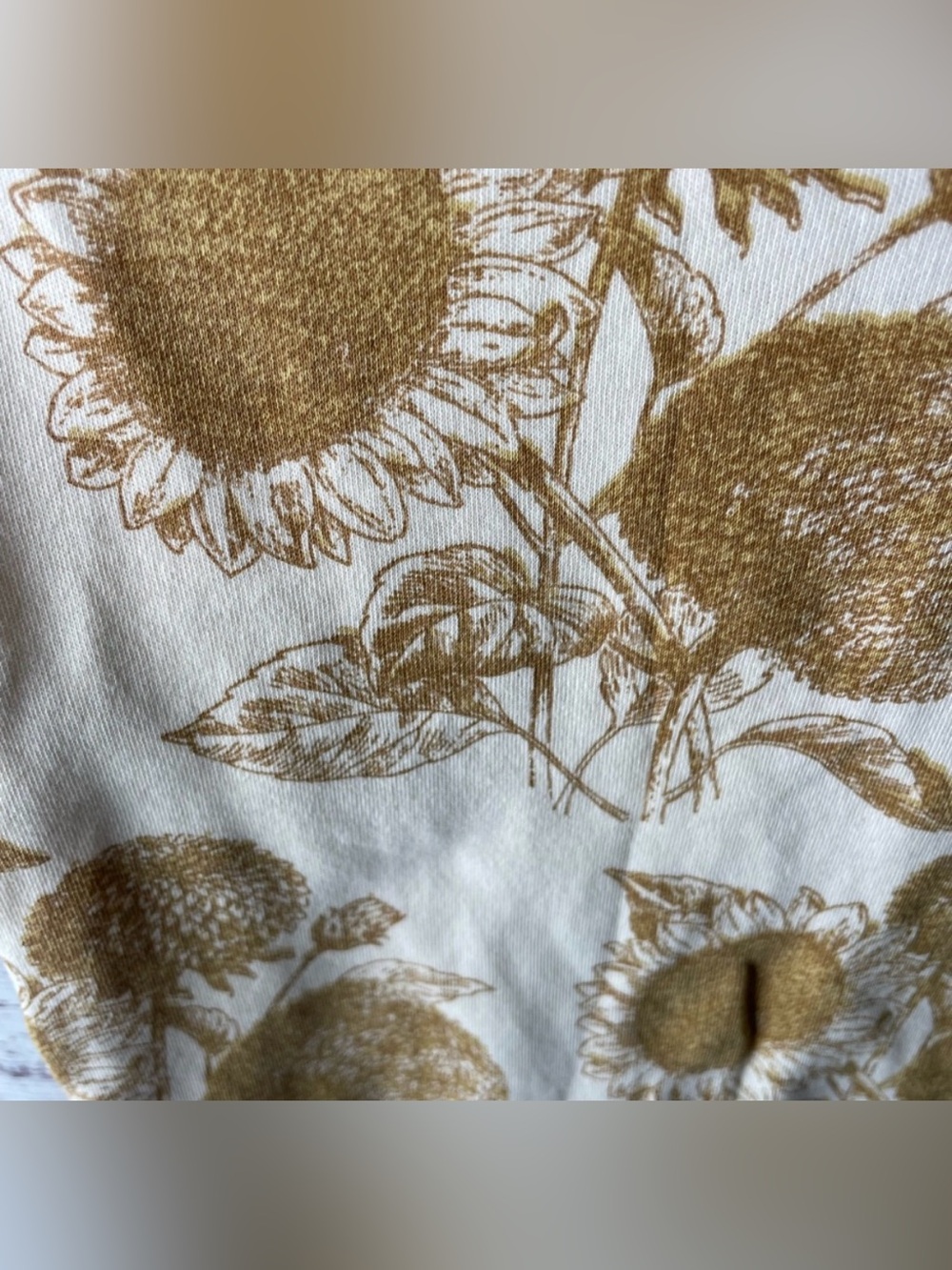 Kate Quinn // Classic Sunflowers Cream and Gold Two Piece Cotton Pajama Set - Picture 4 of 6